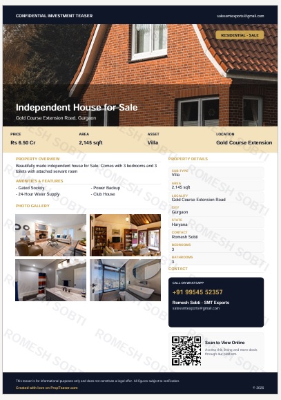 PropTeaser branded one-page property teaser PDF